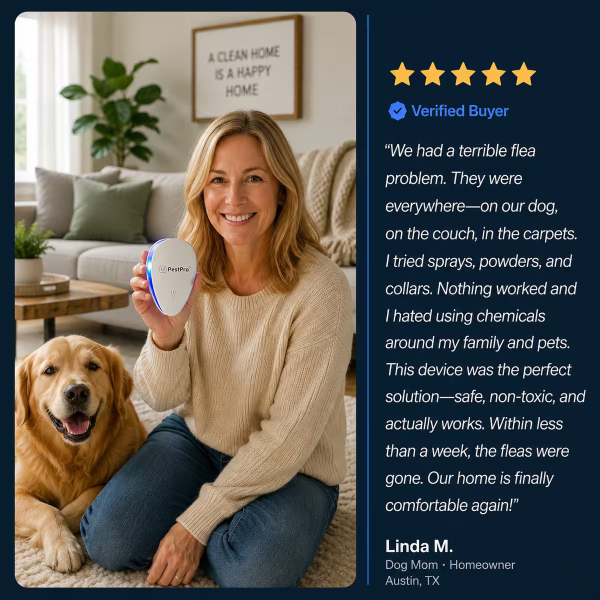 PestPro™ Ultrasonic Pest Repeller - Fleas & 14 other pests