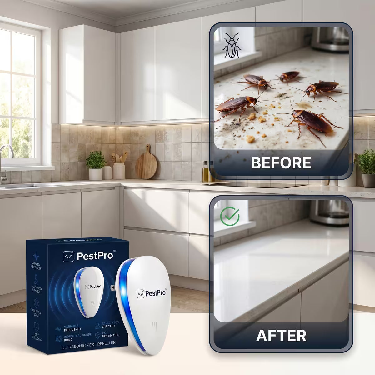 PestPro™ Ultrasonic Pest Repeller - Roaches & 14 other pests