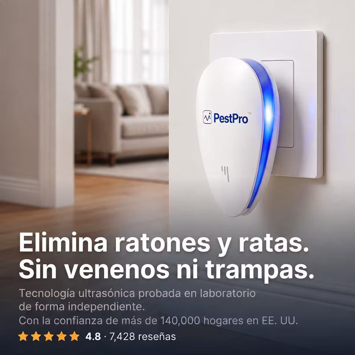 PestPro™ Repelente ultrasónico de plagas – Roedores y otras 14 plagas