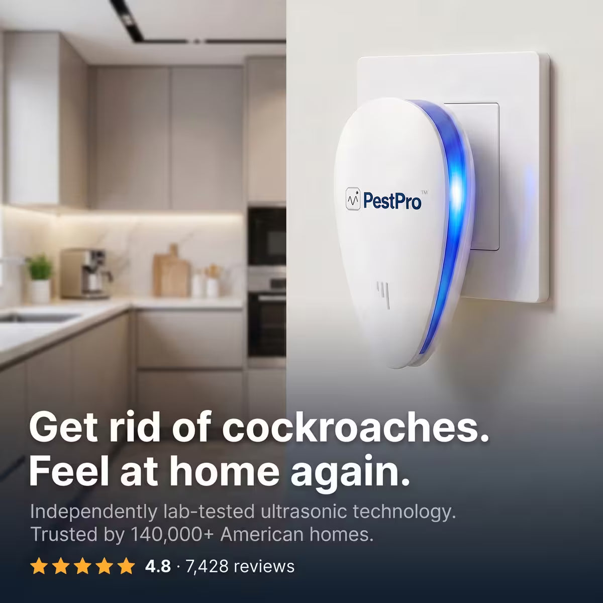 PestPro™ Ultrasonic Pest Repeller - Roaches & 14 other pests