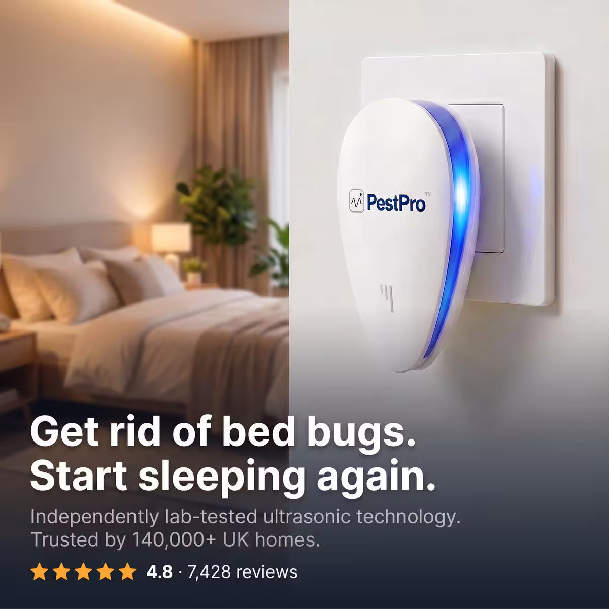 PestPro™ Ultrasonic Pest Repeller - Bed bugs & 14 other pests