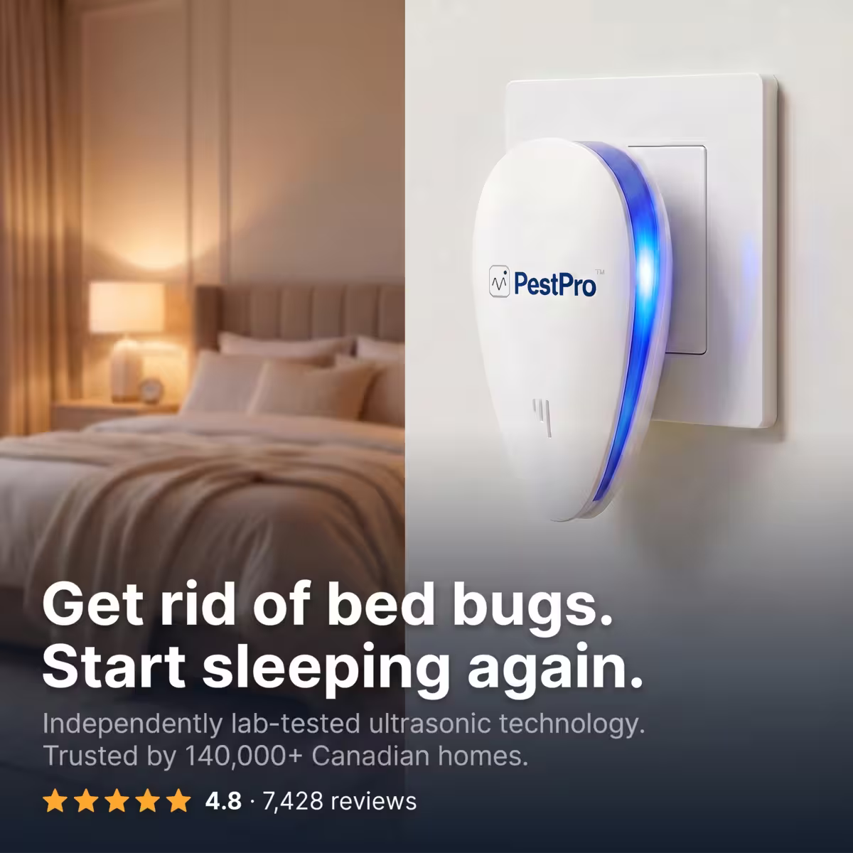 PestPro™ Ultrasonic Pest Repeller - Bed bugs & 14 other pests