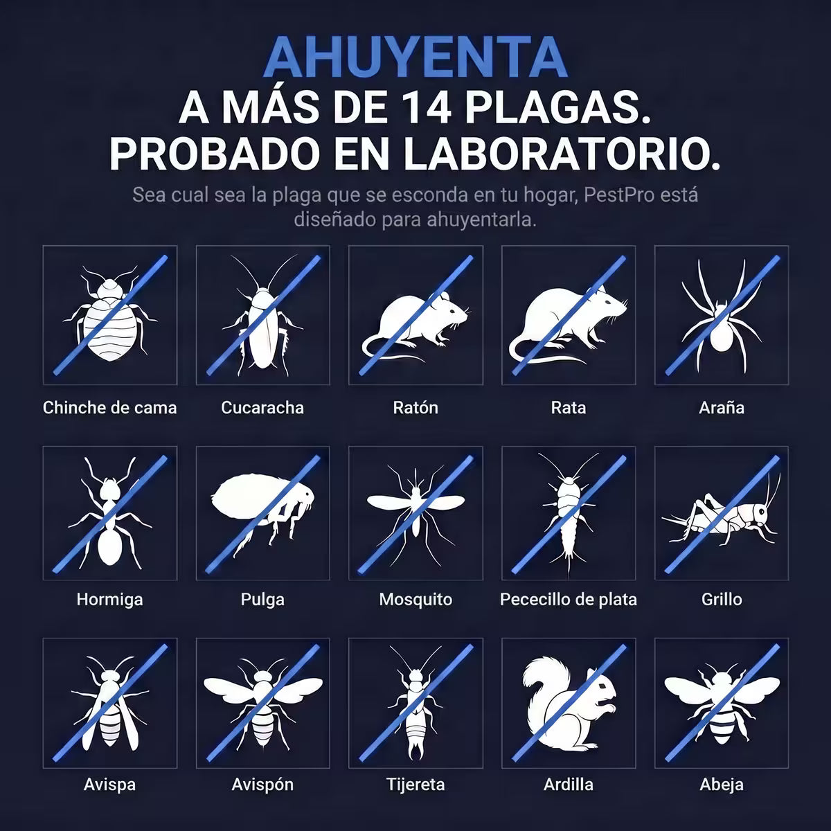 PestPro™ Repelente ultrasónico de plagas – Cucarachas y otras 14 plagas