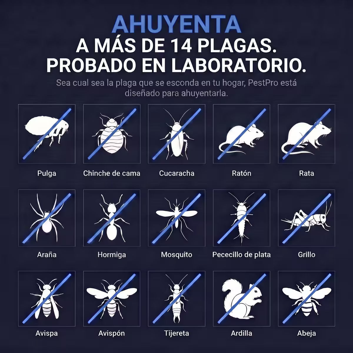 PestPro™ Repelente ultrasónico de plagas – Pulgas y otras 14 plagas